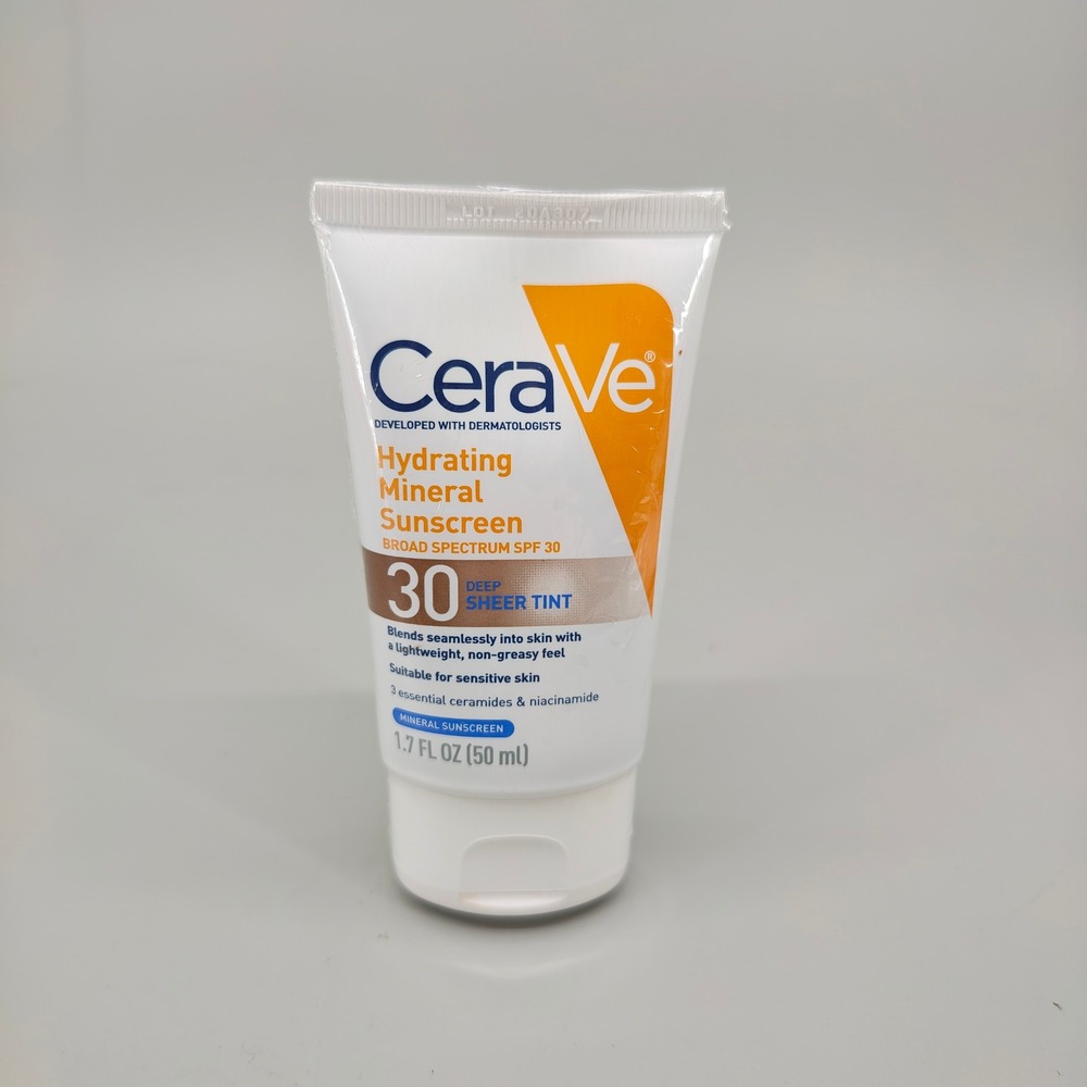 CeraVe Hydrating Mineral Sunscreen SPF 30 Deep Sheer Tint 1.7oz EXP 2/29
